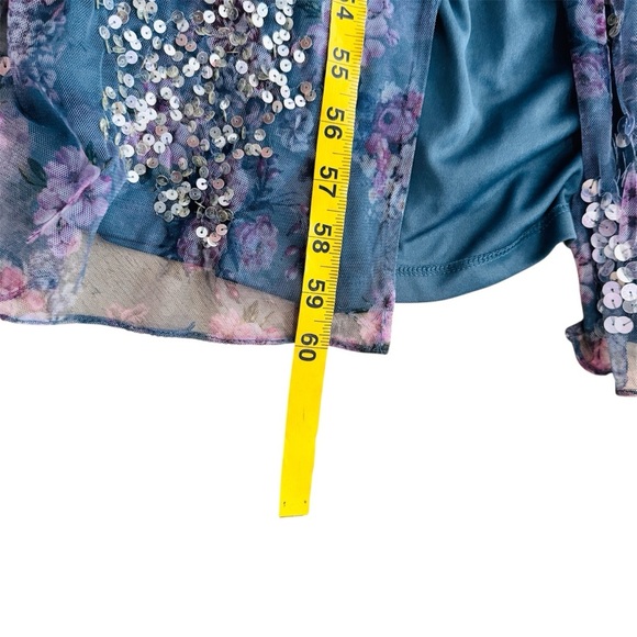 MAC DUGGAL Gray Embellished Illusion Long Sleeve Faux Wrap Gown NEW - Picture 6 of 6